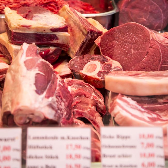 Auslage, Landschlachterei Kühn, Oldenswort,